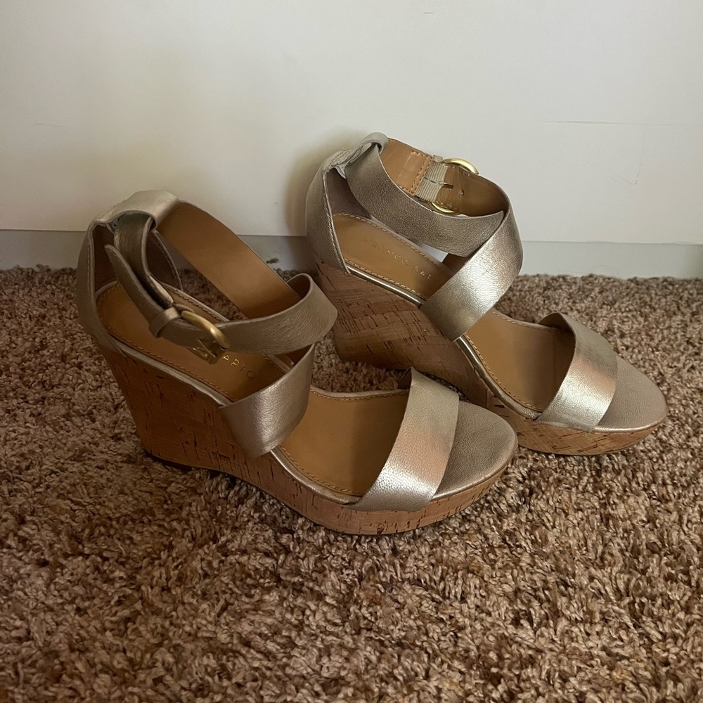 Franco Sarto gold wedge heel size 7.5